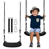 Schaukel outdoor, Kinderschaukel outdoor Schaukelsitz für draußen und drinnen,mit 2 Aufhängeseilen und 2 Karabinern,rutschfestes Schaukelbrett aus Kunststoff, geeignet für Kinder ab 3 Jahren (Schwarz)