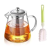 YISPIRIN Teekanne Glas, Teekanne mit Siebeinsatz, Borosilikatglas Teeservice, Teekanne Glas mit Siebeinsatz, Teekanne mit Teesieb, klare Teekanne für losen Tee und blühenden, Spülmaschinenfest 550ML
