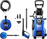Nilfisk Hochdruckreiniger E 145 Bar Druck + Schaumsprüher + Terrassenreiniger + Bürste + Rohrreinigungs-Set (2100 W)