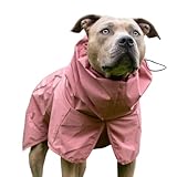 Spark Paws Hunderegenmantel, wasserdichte Winddichte Regenjacke, für kleine, mittlere, große und extra große Hunde, reflektierend, atmungsaktiv, mit vollständigem Körperschutz - Sea Pink, 3XL