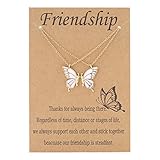 Ellxen 1 Paar Freundschaft Halskette Kreative Schmetterling Anhänger Kette,Freundschaftskette Long Distance Lucky Butterfly Anhänger Choker Geburtstagsgeschenk für FrauenModische und einfache Gold