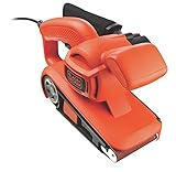 Black+Decker Bandschleifer KA86(720W, mit automatischer Schleifbandzentrierung, vergrößerter Bandwechsel-Hebel, ergonomischer Zweithandgriff, Staubfangsack, einfache Bandmontage) KA86, Orange