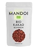 Mandoi Bio Kakaobohnen roh, 500g aus ökologischem Anbau, besonders hochwertige Kakao Bohnen aus Kooperative, cocoa beans whole