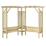 vidaXL Kiefernholz Imprägniert Eckpergola mit Bank Holz Gartenbank Holzpergola