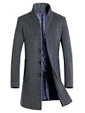 Vogstyle Herren Winter Slim Fit Wollmantel Business Überzieher Schlank Lange Windbreaker Jacken Grau XL