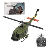 RCPLANTOUY RC Militär Hubschrauber, Maßstab 1/34, F07 UH-1 Huey RC Flugzeug - Höhenhaltung mit Gyro, bürstenloser Motor, One-Key Inverted Flight, 2.4GHz 6CH Scale Modell, Geschenk für Jungen