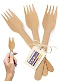 Inoverse 1000 stück Holzgabeln, Länge 15.8 cm, Einweg Holzbesteck, Biologisch Abbaubar Einwegbesteck, Kuchengabeln, Partybesteck, Holz Besteck