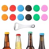 VONJUMA 12 Stück Silikon Kronkorken Und Flaschenöffner Wiederverwendbare Silikon Kronkorken 6 Farben Geeignet Zum Verschließen Von Bier Saft Und Glasflaschen
