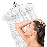 8 Zoll /20cm Duschkopf Regendusche Duschkopf Regenduschkopf Edelstahl Fester Kopfbrause Dusche Kopfbrause Regendusche Kopf 360° Verstellbar mit Anti-Kalk-Düsen, G1/2'', Silber