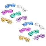 Flanacom Partybrillen 12er Set in 6 verschiedenen Metallic Farben - Partybrille Atzenbrille Scherzbrille Spaßbrillen - Scherzartikel für Geburtstagsparty, Fasching, Karneval, Malle (12er Set)