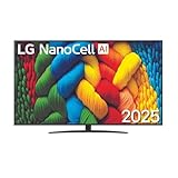 LG 86NANO81A6A - TV, 4K NanoCell, Smart TV, LED IA, WebOS 25, leistungsstarker und intelligenter Prozessor, Super Upscaling, Dolby Digital Plus, Alexa/Google Assistant, Schwarz