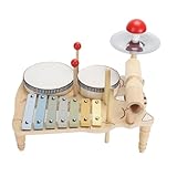 Asixxsix Kindertrommel-Set, Holztrommel-Set für Kleinkinder, Baby-Musikinstrumente, Montessori-Spielzeug, Schlaginstrumente, Xylophon, Pädagogisches Musikspielzeug, Geburtstagsgeschenke