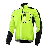 BERGRISAR Herren Fahrradjacke für Winter Fahrrad-Rennrad-Mtb Jacke Softshell Thermo Wasserdicht Radjacke mit 4 Taschen Grün X-Large