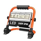 LED Baustrahler, 100W Strahler Akku, Drehbare Tragbare Arbeitsleuchte, Wasserdichte Superhell Suchscheinwerfer, Wiederaufladbare LED Arbeitsleuchte für Garage Outdoor Camping Angeln (Klumpig Lampe)