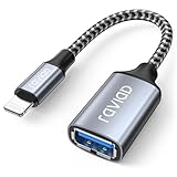 RAVIAD Lightning auf USB Adapter [MFi-Zertifiziert] iPhone USB OTG Adapter für iPhone 14 13 Pro/Max, iPad Air4/mini5, iOS OTG Kabeladapter Unterstützt Maus, Tastatur, U-Stick, Kartenleser, Kamera