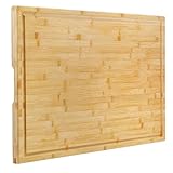 Utoplike Extra großes Schneidebrett 76.2 x 50.7 x 2.5cm, Bambus-Schneidebretter für Küche, XL Big Butcher Block Schneidebrett mit Saftrillen