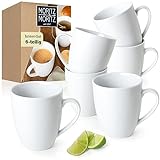 Moritz & Moritz BASIC Kaffeetassen Set 6-teilig – ca. 350ml aus hochwertigem Porzellan in klassischem Weiß – Stilvolles Design mit Henkel – Perfekt für Kaffee, Tee, heiße Schokolade, Cappuccino