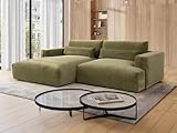 Vente-unique-Ecksofa - Ecke Links - Chenille-Stoff - Khaki - COLYSA