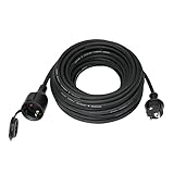 Verlängerungskabel Outdoor 5m für den Außenbereich, Gummi Verlängerung Stromkabel mit Schuko Stecker, IP44 Verlängerungsleitung 3G1,5 mm² Kabel, Elektrokabel außen, mit Schutzkappe, 3500w, Schwarz