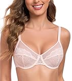 Lemorosy Damen Minimizer BH mit Bügel Vollschalen Große Größen Starker Halt Ungepolster Floraler Spitze BH Große Brüste (Rosa,85D)
