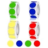 luckaide 4000 Stück Klebepunkte Bunt, 13mm Markierungspunkte,Punkte Aufkleber Rund, Klebepunkte, Sticker Rund Markierungspunkte Farbkodierung für DIY Büro Kalende 1000 Stücke/Rolle- 4 Farben