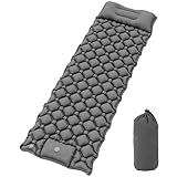 YITAHOME Isomatte Selbstaufblasend Ultraleichte Camping Luftmatratze mit Eingebaute Pumpe und Kissen, Camping Matratze mit Fußpumpe und Tragetasche für Outdoor, Camping, Reisen, Wandern (Dunkel Grau)
