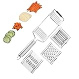 Ticeda Multi Purpose Vegetable Slicer, MultiPurpose Fruit and Vegetable Slicer, Verstellbar Edelstahl Mandoline Gemüsehobel Gemüsereibe für Slice von Obst,Kartoffeln,Tomaten,Zwiebeln (3Cutter)