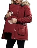 Maacie Tragejacke Für Mama Und Baby 3 In 1 Damen Langarm Kapuze Känguru Umstandsjacke Mit Babyeinsatz Winterjacke Schwangerschaft