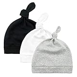 Durio Babymütze Neugeborene Jungen Mütze Baby Mädchen Beanie für 0-6 Monate Unisex Erstlingsmütze 3er Set Schwarz Weiß u. Grau 0-3 Monate