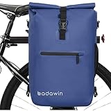 BADAWIN 3-in-1 Fahrrad-Rucksack – Gepäckträgertasche für Fahrrad, wasserdichter Rucksack und Schultertasche, wasserdicht & reflektierend, Computerfach, großes Volumen 30 l