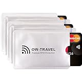 OW-Travel TÜV geprüfte RFID Schutzhülle Kreditkarten Schutz NFC Schutzhüllen, Reisepasshülle Reisezubehör für Kreditkarte Personalausweis EC Bankkarten VisaAusweis: 5 Kartenschutz Silber