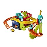 Fisher-Price HBD77 - Little People Sitz & Steh Hochhausrennbahn – 2-in-1-Spielset und Fahrzeug, Autorennbahn-Spielzeug, Geschenkset für Kleinkinder ab 1,5 Jahren