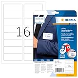 HERMA 4588 Namensetiketten ablösbar, 10 Blatt, 88,9 x 33,8 mm, 16 pro A4 Bogen, 160 Stück, selbstklebend, bedruckbar, rückstandsfrei abziehbare Acetatseide Namensaufkleber Etiketten, weiß