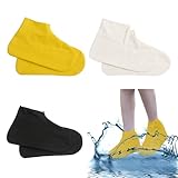 KASESSS 3 Paare Schuhüberzieher Wasserdicht, Gummiüberzieher Schuhe, Anti-Rutsch Regenschutz Schuhe, Wiederverwendbare Regen Überschuhe, Regenüberschuhe für Regen, Schneetag, Schlammige Straßen