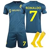 Umiquansome Trikot für Kinder 22/23 Al NASSR FC No.7 Fußball Trikot Heim/Auswärtstrikot Fussball Trikot Football Jersey Fußballtrikot Kinder, Shorts und Socken Fussball Set für Junge Herren Anzug