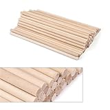 Holzstäbchen Zum Basteln Runder Holzstab for Basteln von Lebensmitteln, Eis am Stiel und Modellbau, Kuchendübel, DIY-Dübel, Gebäudemodell, Holzbearbeitungswerkzeug(5x150 mm 50pcs)