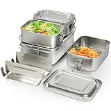 Awaiymi 4er Pack 304-Stahl-Bento-Boxen, Mit Lunchbox Edelstahl in Den Volumina 1400/850/550/550ml, Leckdichte und Stapelbare Stahl-Brotdose Edelstahl Für Suppe, Salat und Restmahlzeiten