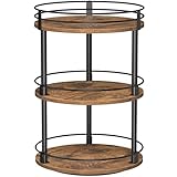 Creso hom Lazy Susan Organizer mit 3 Etagen, drehbares Gewürzregal für Küchenarbeitsplatte, 360 Grad Drehteller, Gewürzhalter für Schrank, Make-up, Hautpflege, rustikales Braun