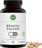 Brahmi Kapseln BIO | 180 Stück vegane Kapseln | 1500 mg je Tagedosis | ohne Zusätze | in Deutschland hergestellt | bioKontor