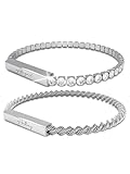 Meinearmbänder Personalisierte Partnerarmbänder – Edelstahlarmband mit Namensgravur für Ihn & Elegantes Armband mit Diamant-Detail für Sie – Passendes Schmuckgeschenk für Paare oder Freunde (Paar)