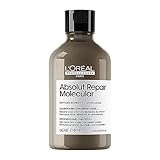 L'Oréal Professionnel Shampoo für strukturgeschädigtes Haar, Zur molekularen Tiefenreparatur, Mit Peptidbondern und 5 Aminosäuren, Serie Expert, Absolut Repair Molecular Shampoo, 300 ml