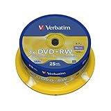 Verbatim 43489 DVD+RW, 4.7 GB, 4X Spindle, 25 Stück