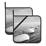 Topflappen-Set, hitzebeständig, für Küche, Kochen und Backen, 20,3 cm (Bild mit grauen Zen-Steinen)