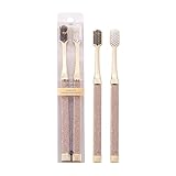 YangShion Luxus Zahnbürste Aktivkohle Zahnbürste 2 Stück Ultra-weiche Borste für empfindliche Zähne & Zahnfleisch, Hilfsmittel in Zähne Whitening, Extra weich, einfacher Griff