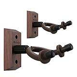 Neboic Gitarrenhalter für Die Wand 2 Stück, Gitarren Wandhalterung Holz, Schwarze Walnuss Gitarre Haken, Gitarren Aufhängung für Klassische Gitarre, E-gitarre, Bassgitarre, Ukulele, Gitarrenzubehör