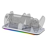 Konix Ladestation für Playstation Portal und 2 DualSense-Controller PS5 - Schnellladung 4 Std. - Magnetische Anschlüsse - 10 RGB-Lichteffekte - Weiß