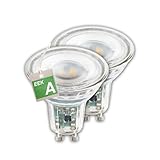 BRILONER - EEK A 2er Set LED Lampe GU10 Glas, warmweißes Licht, 2,5W, 450lm, LED Glühbirne, Leuchtmittel, Birne, Reflektor, Glühlampen, Bulb, 50x56 mm