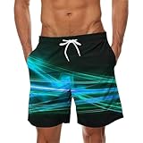 2025 Kurze Badehose Herren Herren Badehose Sommer Beam Bedruckte Badeshorts Elastische Taille Strandshorts Jogginghose Sportshorts Mit Kordelzug Und Praktischen Taschen Badehose (Light Blue, XXXL)