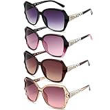agogue 4er-Set Damen sonnenbrille, Retro Sonnenbrille Damen Schutz Stilvolle Oversized-Modelle mit Polarisierte Gläser