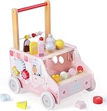 labebe Lauflernwagen holz für Mädchen, lauflernwagen baby für Baby Girl/Boy, Eiscreme laufhilfe für baby ab 6 monate, Kleinkind Pretend Play Dessert Truck